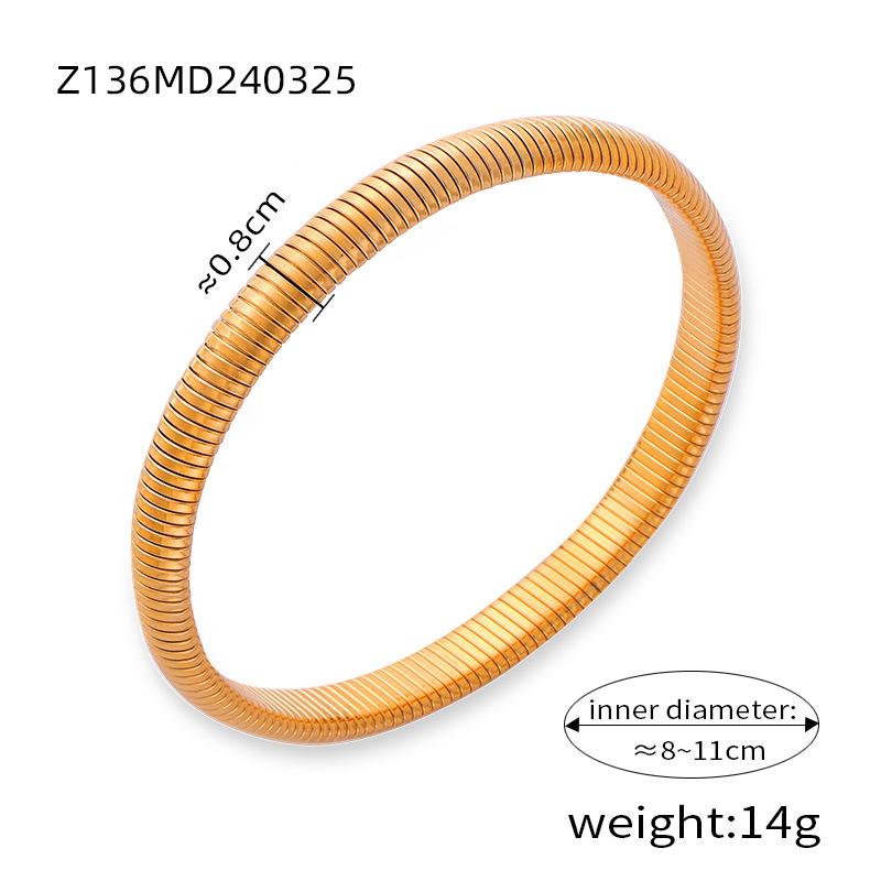 Wind Light Luxury Personalized Goose Throat Elastic Bracelet Women's French Titanium Steel Gold-plated Smooth Wide Version Bracelet Jewelry