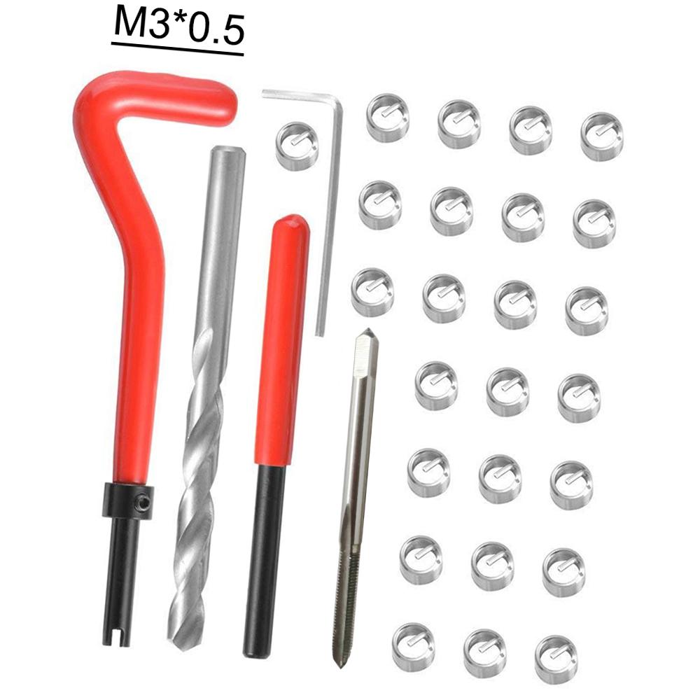 30Pcs Metric Thread Repair Insert Kit M3 M4 M7 M9 M11 Helicoil Car Pro Coil Tool 304 Stainless Steel Auto Repair Tool Bag