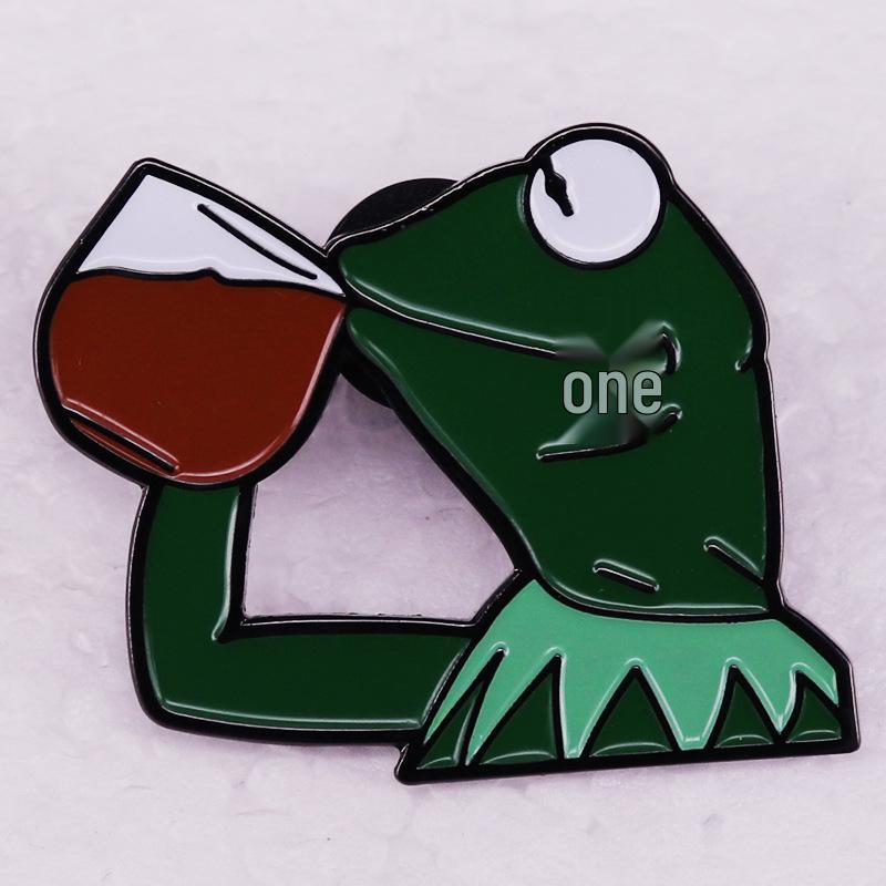 Tea-Sipping Frog Brooch
