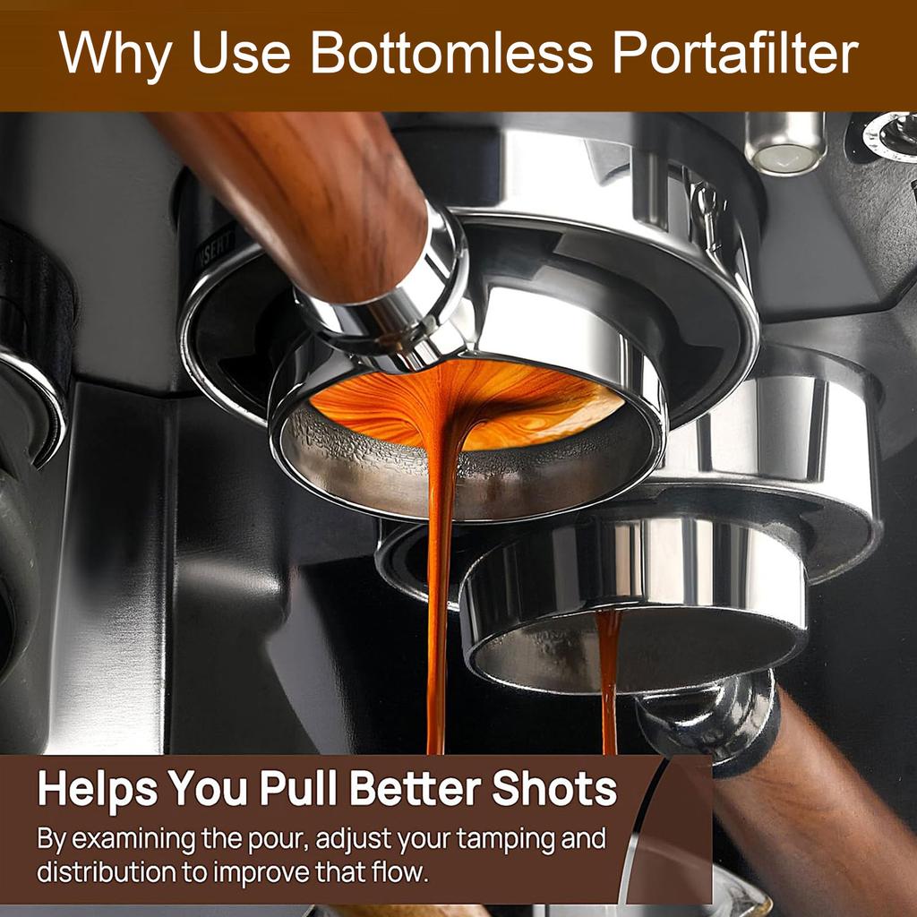 Coffee Portafilter Fit for Petrus 58mm Universal Bottomless 3 Ears Coffee Portafilter with Double Cup Portafilter Filter Basket