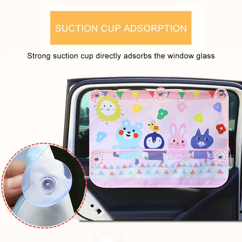 Cute Cartoon Animal Pattern Universal Car Side Window Sunshade Curtain Summer Adjustable Auto Windows Sun Visor Blinds Covers