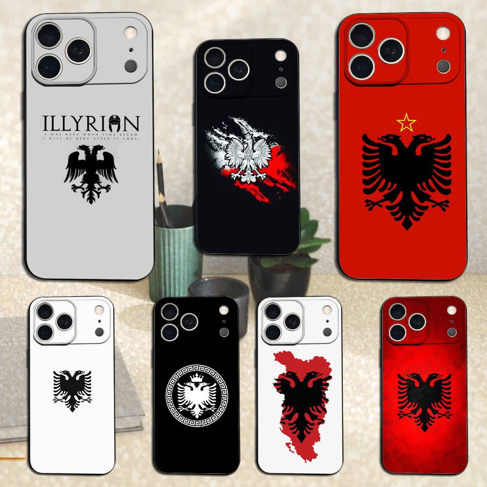 A-Albania F-Flag-ES For iPhone 13,16,11,14,17,12,15,Plus,Pro Max,XS,X,XR,SE,Mini,8,7,Phone Case Soft Silicone Black