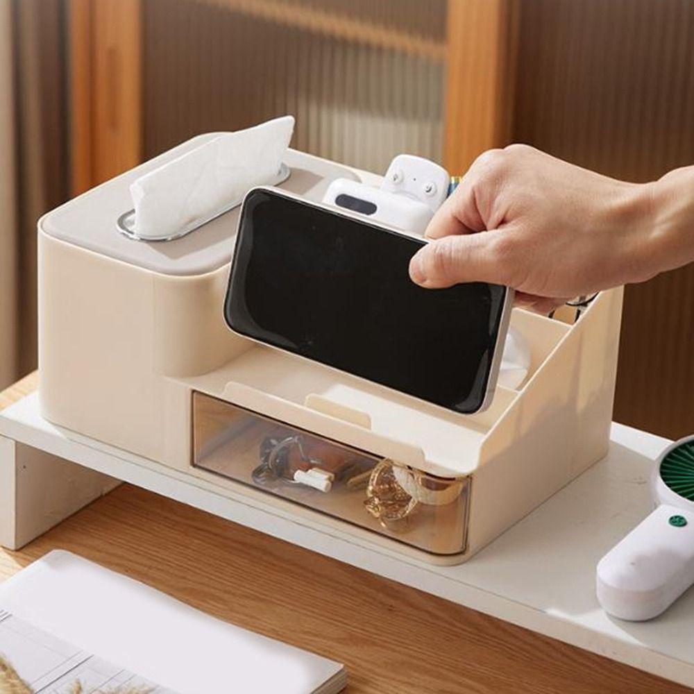 Dustproof Cosmetics Storage Case Space Saving Tissue Box Practical Stationery Organizer Bathroom