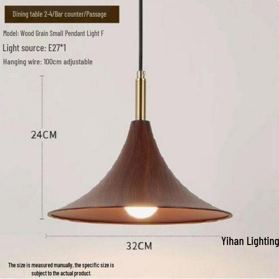 Walnut Pendant Light for Japanese Restaurant, Retro Hotel, Bar, Minimalist Cafe, and Bedroom