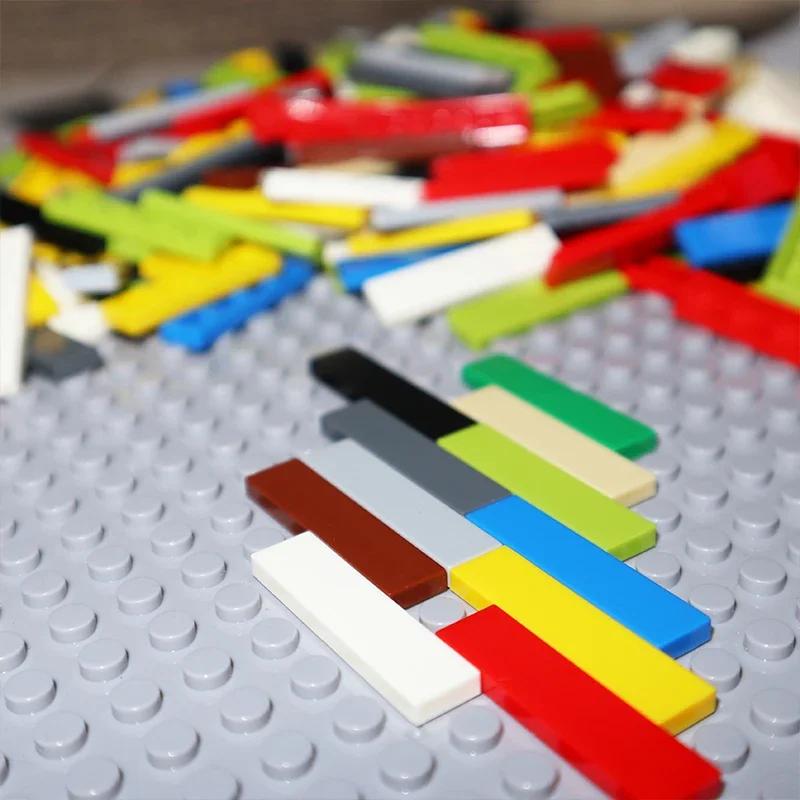 Non-Toxic 200Pcs Size 1X4 Bricks Flat Tile Moc Assemble Particles 2431 Smooth 1*4 Building Blocks Diy Educational Creative Toy For Kids