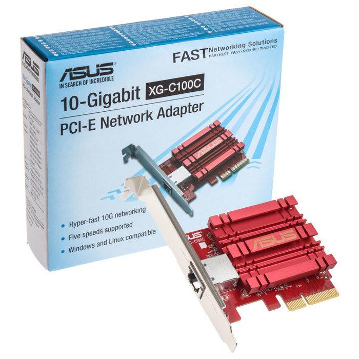 10Gb Ethernet Card - ASUS - XG-C100C - PCI Express - 1 RJ45 Port - Copper Network Cable