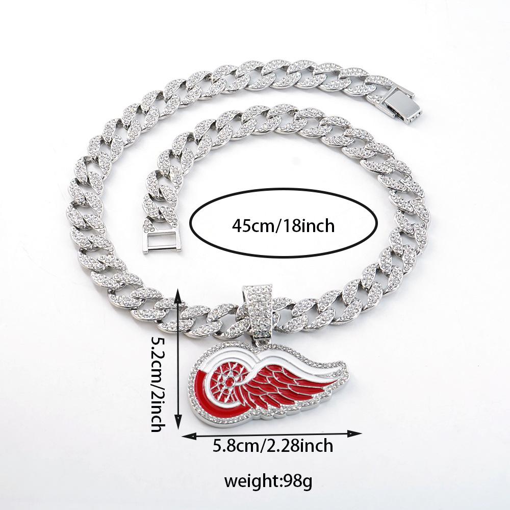 European and American Hip-hop Style Detroit Red Wings Drip Alloy Pendant Necklace