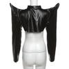 2024 Trendy European & American Style PU Leather Zipper Hollow Crop Tops for Women