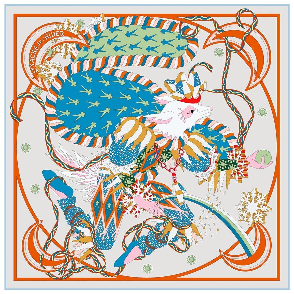 

90cm French Women Decorative Twill Large Square Scarf Fashion Travel Scarf Headscarf 90x90cm