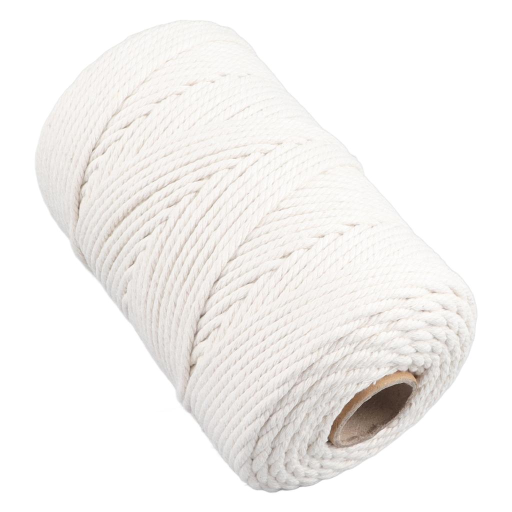 White Macrame Cord 4mmx21.9 Yards Macrame Rope Cotton Cord for Wall Hanging Plant Hangers Crafts Knitting