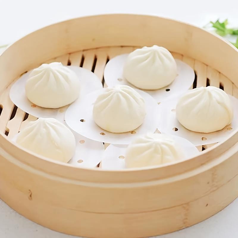 400pcs Non-Stick Steamer Basket Liners with Perforated Center-Round White Steam Cook Paper with Airflow Holes,Kitchen Essentials