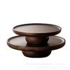 Japanese-Style Wooden Fruit Bowl: High-Footed Solid Wood Round Tray for Home Use and Retro Snack Serving.
