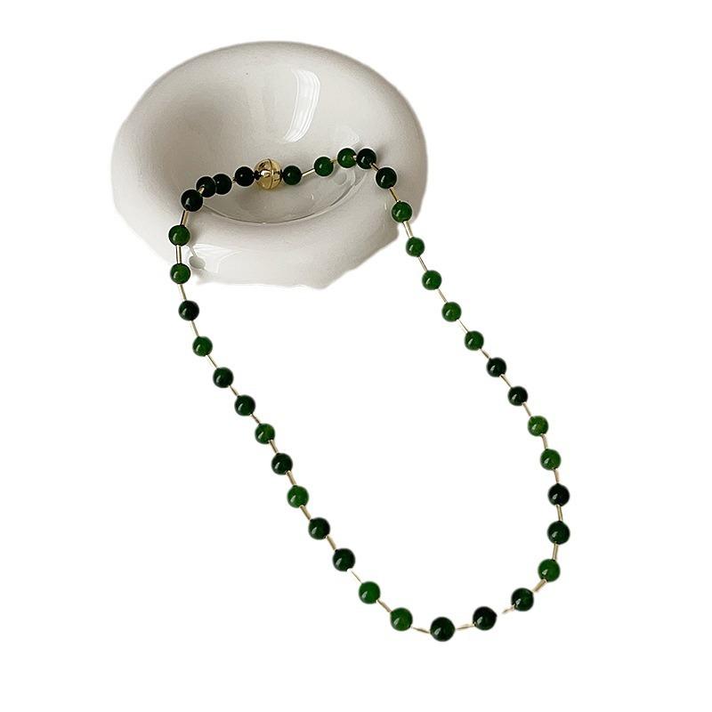 Retro Nuevo Chino Piedra Natural Collar de Cuentas para Mujer Personalidad Fresca Tendencia de Moda Cadena de Cuello Versátil Cadena para Clavícula