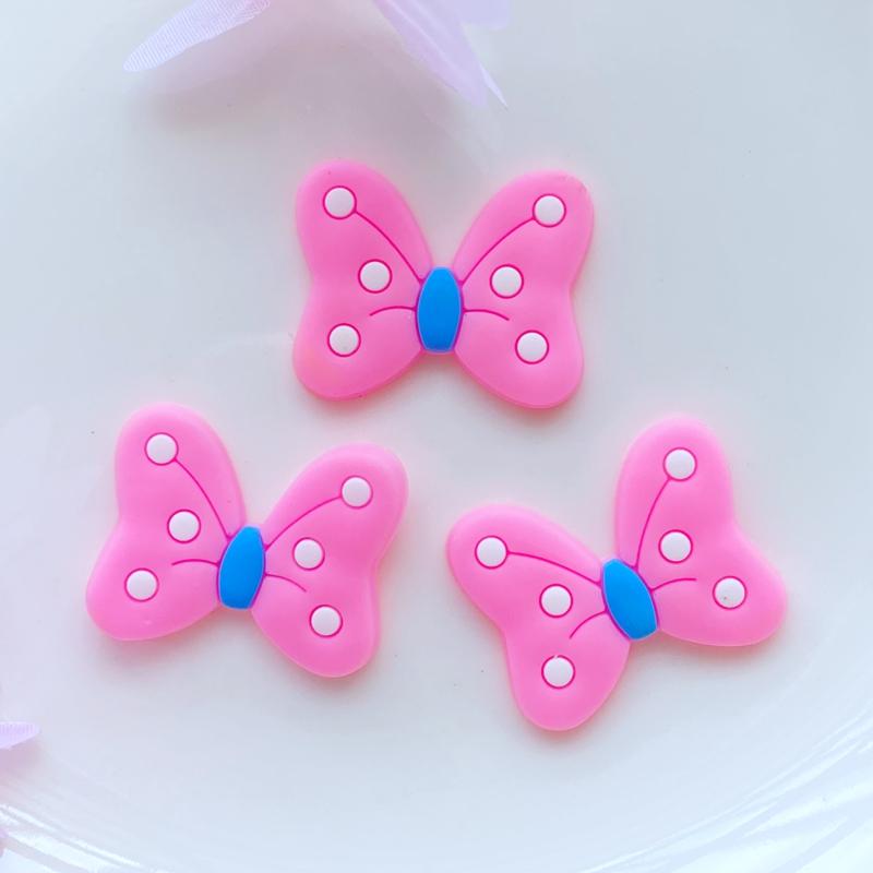 20pcs New Pattern Cute Cartoon Bow Series PVC Flexible Glue Flat Back DIY Scrapbook Embellishment Phone Craft Decoration