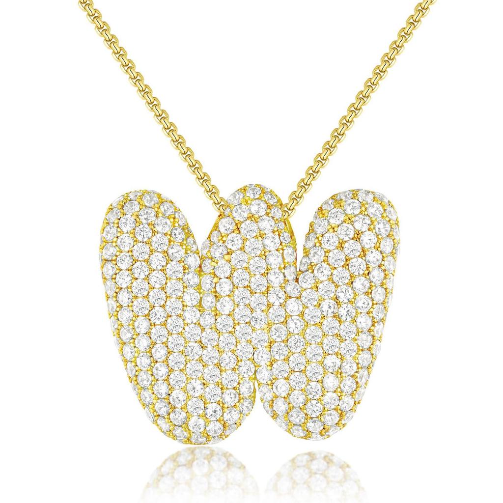 18K Gold 26-Letter Zircon Necklace with Copper Inlay