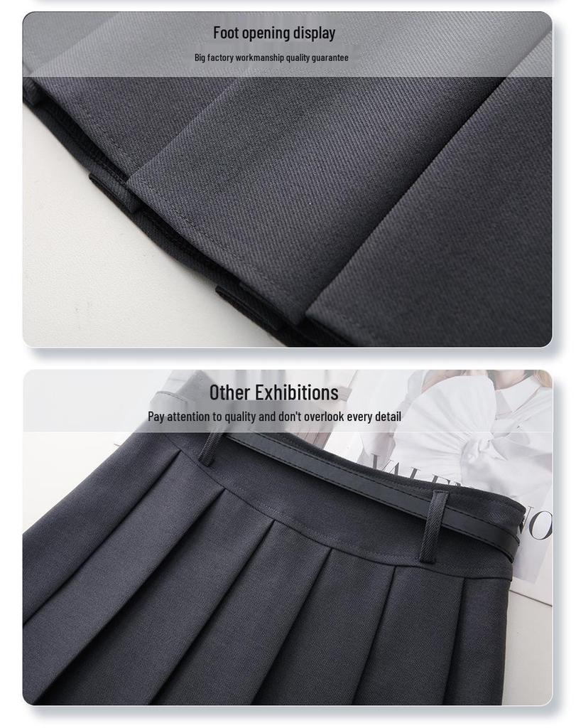 2025 College Style Pleated A-Line High Waist Slimming Skirt - Small Size, Versatile Midi & Short Options for Women