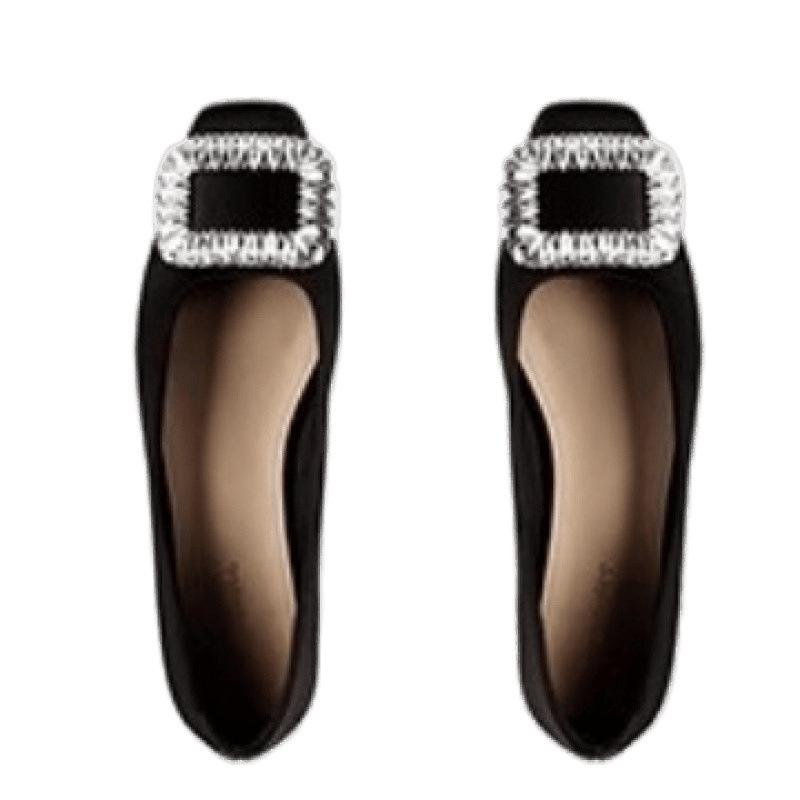 Shoes Square Head Extravagant Rhinestone Square Buckle Shallow Mouth Commuter Low Heel Single Shoes Women