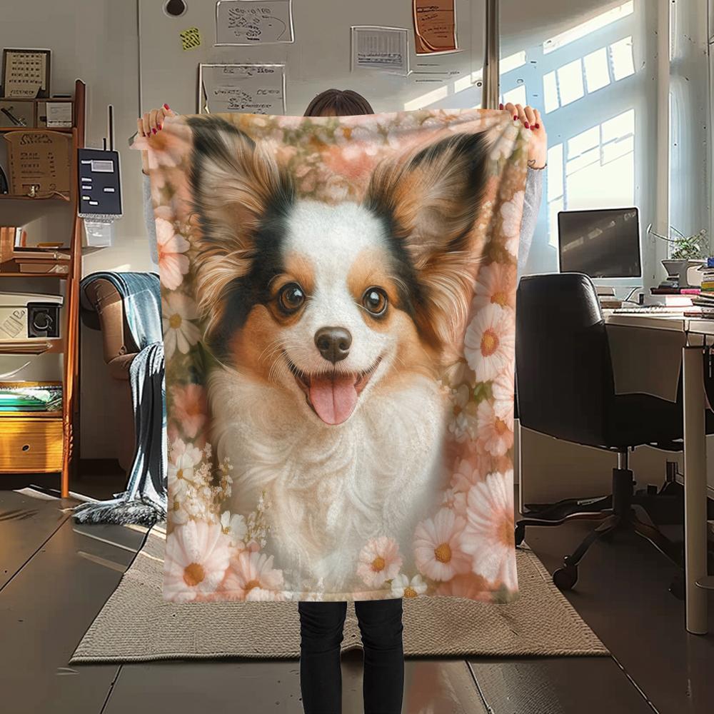 Krásná Papillon, vzorovaná flanelová deka, Vysoká kvalita, Pohodlná pro všechna roční období, Domácí dekorace, Teplo a pohodlí, Perfektní pro dárky.