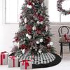 1 Pc Plaid Christmas Tree Skirt - Black And Red Checked Tree Skirts Mat For Christmas Holiday Party Decorations