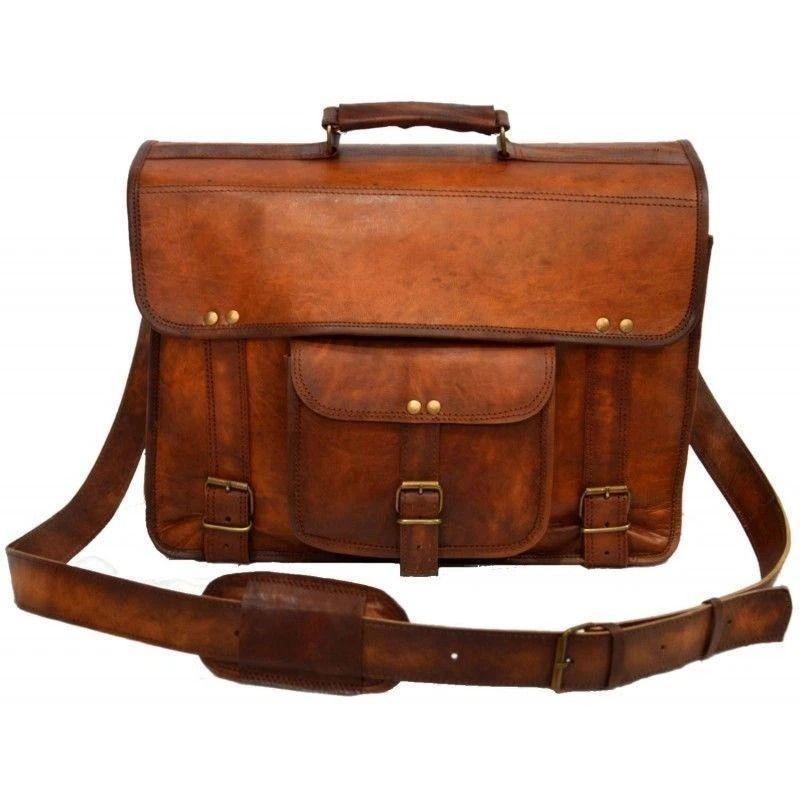 

Винтажная сумка-мессенджер через плечо, портфель, сумка для ноутбука, кожаная, мужская, натуральная, коричневая 16 x 12 x 5 in