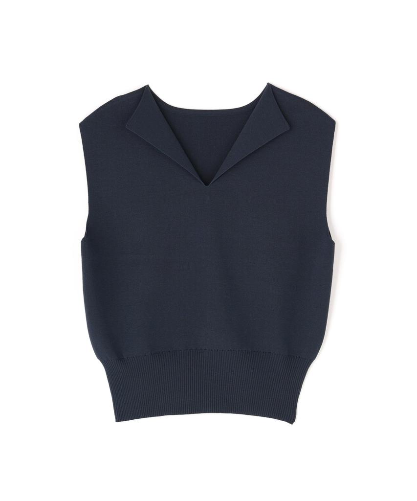 Natural Beauty Basic Knit Navy Women's Open-Collar Sweater,