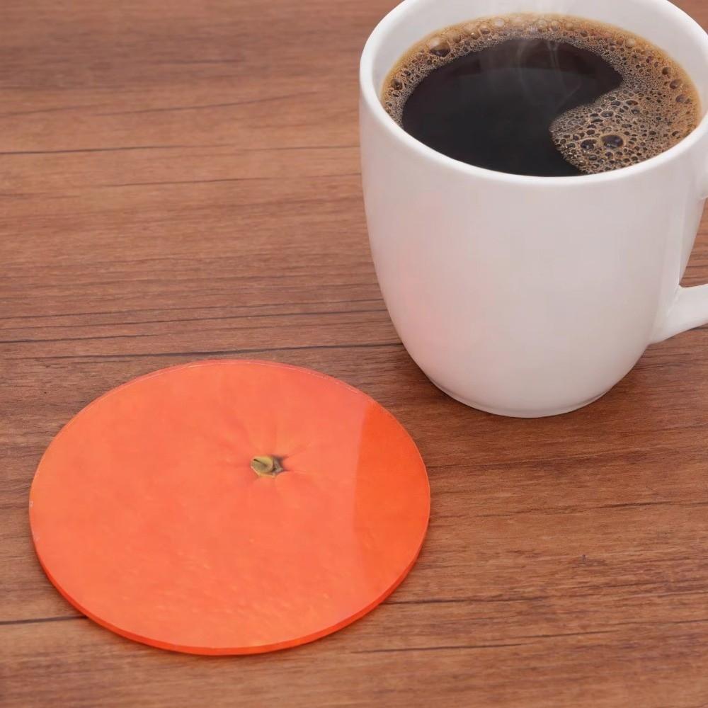 2PCS Simulated Fruit Coffee Tea Coasters Acrylic Heat Insulation Pad Pot Holder Tabletop Decor
