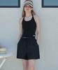 OPENING SUNSHINE Floral Embossed Lace Detail Elastic Waist Shorts Black