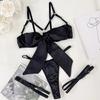 Yimunancy Satin Solid Sexy Lingerie Set Women 2-Piece Bra + Brief Underwear Set Erotic Intimates