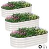 3Pcs Galvanized Raised Garden Bed Kit Outdoor Metal Raised Garden Beds for Vegetables Rust-Resistant Easy Assembly 4x2x1ft Oval