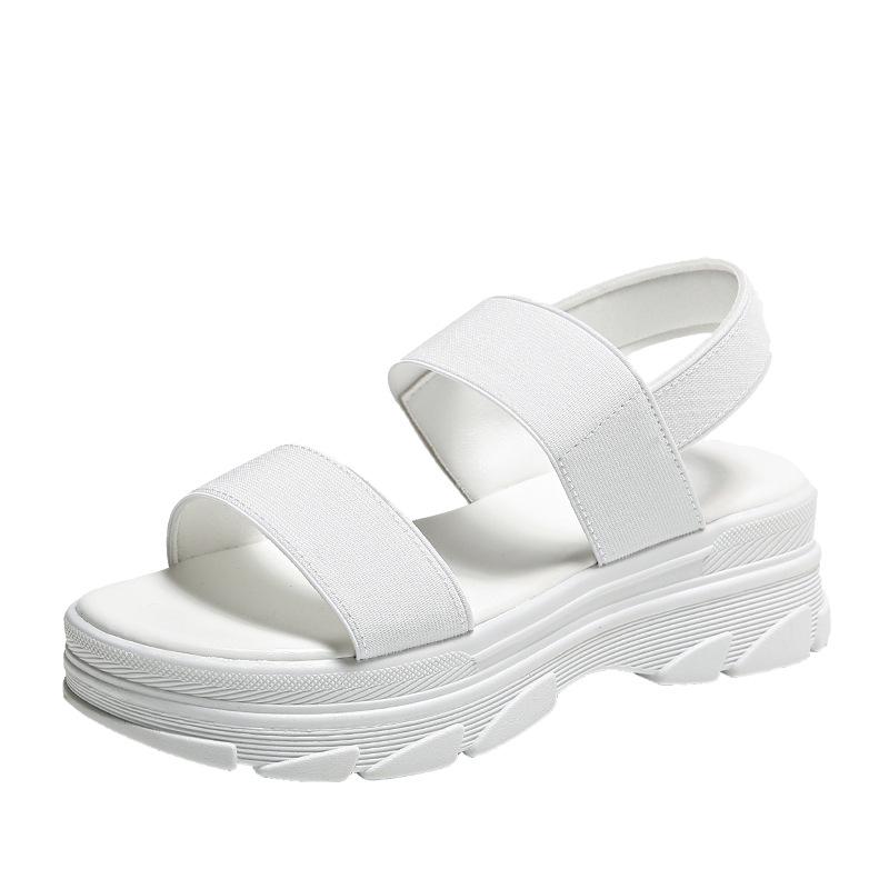 

Женские сандалии летние толстые подошвы спортивный стиль слип-он женские сандалии повседневные черные белые эластичные сандалии на плоской подошве женские 35