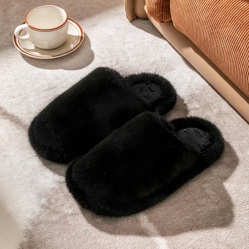 

инс новые легкие роскошные сумки голова хлопковые тапочки кремовый ветер домашние плюшевые тапочки теплые пушистые тапочки (40-41) about 265cm