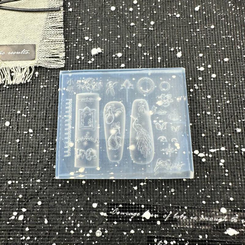 Peacock Flower 3D Silicone Mold Nail Art Decor Diy Chinese Style Bridge Pavilion Love Locks Nail Templates Manicure Design Tool