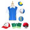 Pokmon Cosplay Kostüm Blauer Mantel Hut Handschuhe Pokéball Anime Set**