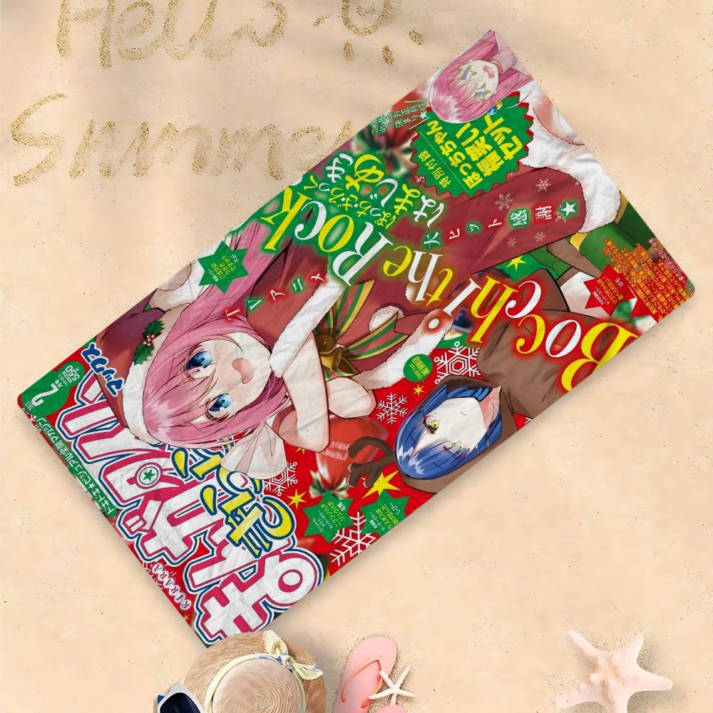 

B-Bocchi The Rock Anime Microfiber Printed Beach Towel Mountain Climbing Yoga Beach Swimming Running Absorbent Soft Towel W30*H60(CM)