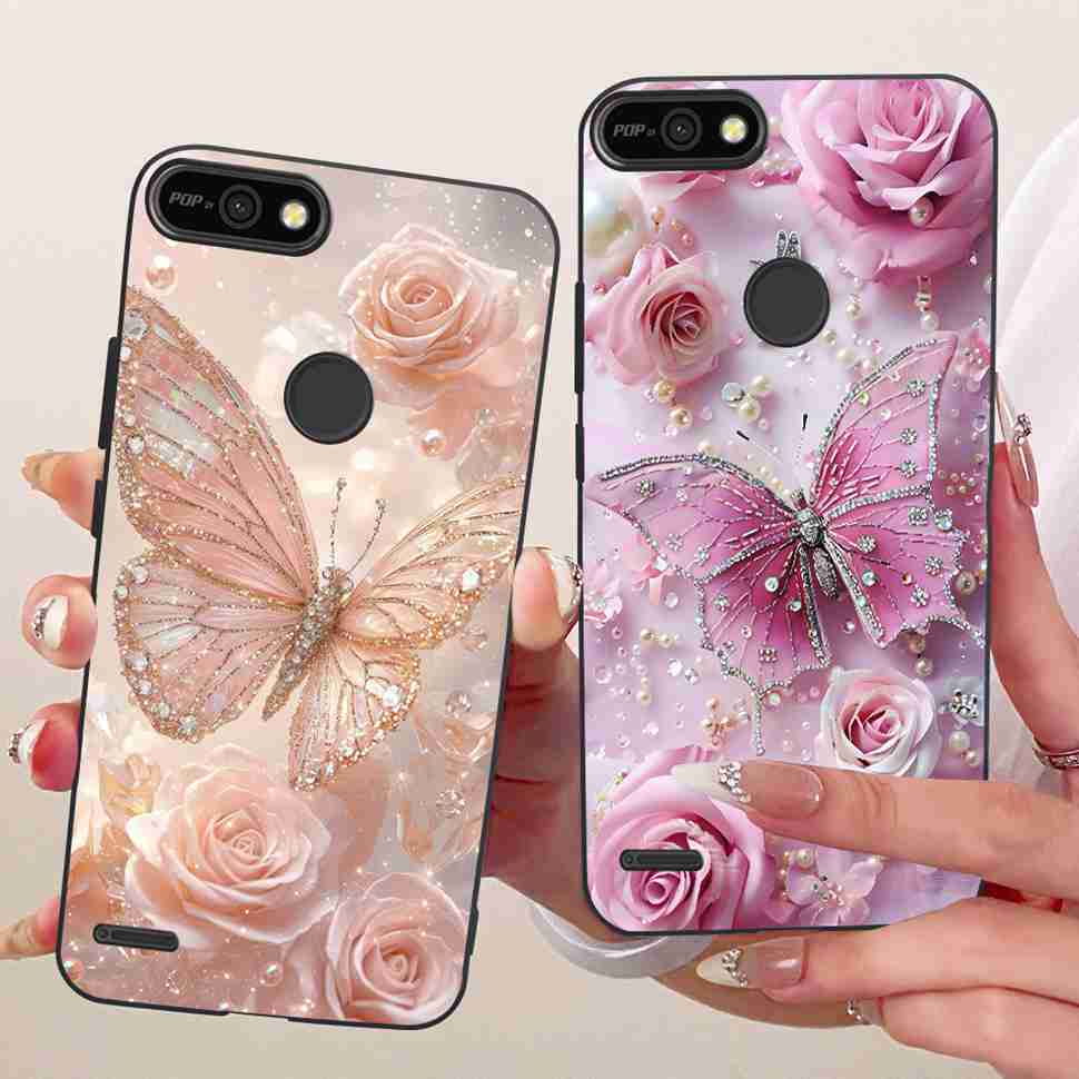 For Tecno Pop 2 F B1c Case Cartoon Lion Butterfly Silicone TPU Black Cover For Tecno Pop 2F POP 2F 5.45" Phone Cases Coque