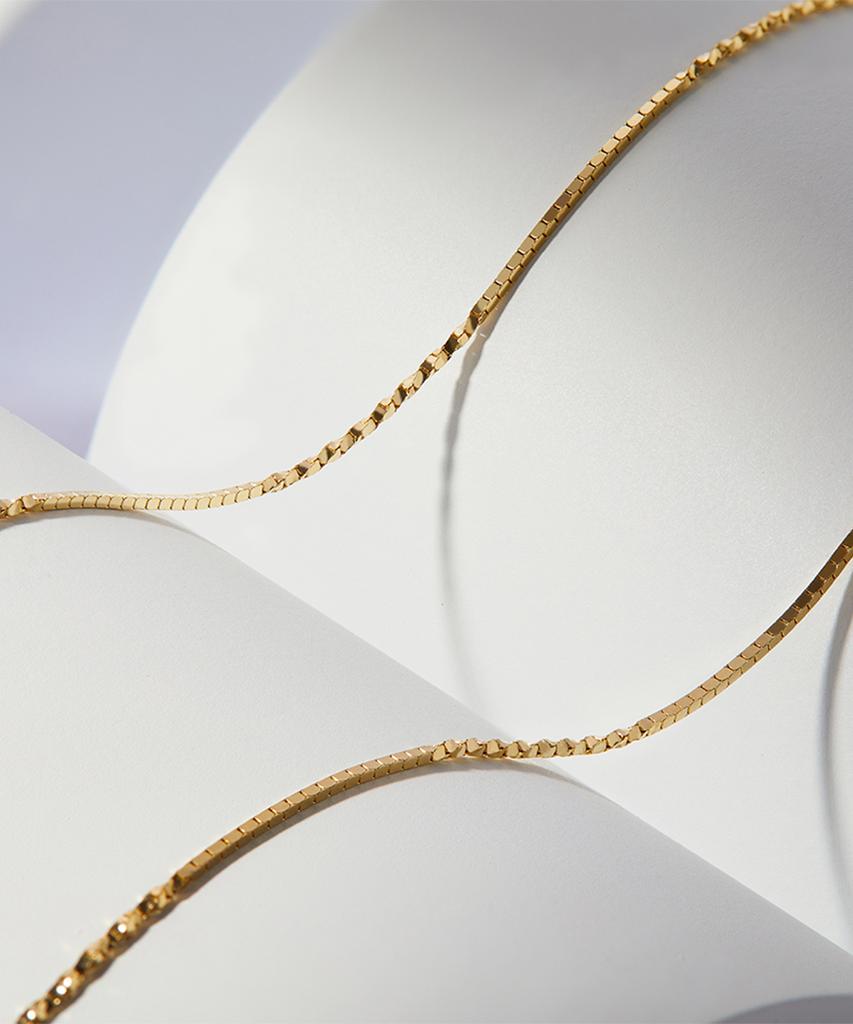 Helene Jewelry 14K 18K Plain Box Half Tri-Chain Gold Necklace (Type B)