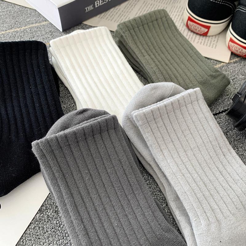 Pánské ponožky Zhuji s vysokým pasem, střední velikost, jednobarevné - zesílené, deodorantní, sportovní, savé, univerzální na podzim a zimu.