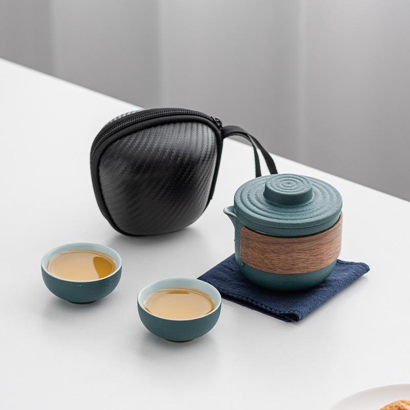 Ceramic Kuaike Cup One Pot Two Four Cups Outdoor Portable Travel Kung Fu Tea Set Holiday Gift Companion