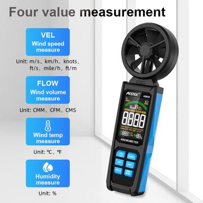 AM610 AM620 Portable Digital LCD Wind Speed Anemometer Handheld Wind Speed Meter Air Speed Temperature Tester with LCD Backlight