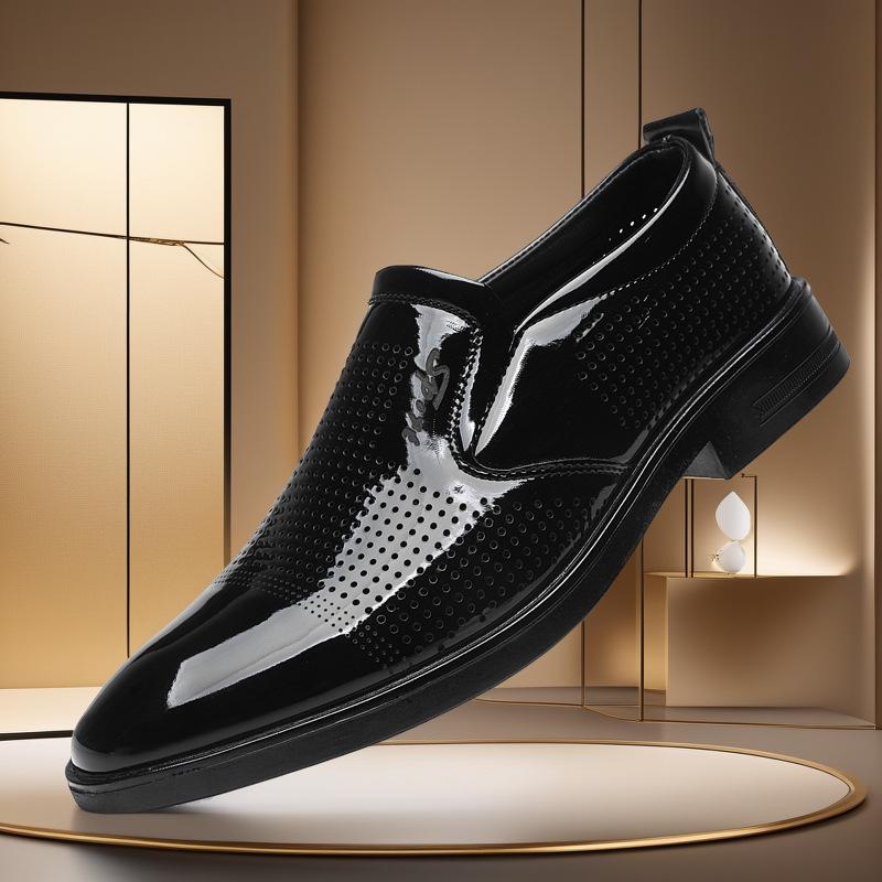 

Летние мужские сандалии из сетки, перфорированные деловые кожаные туфли, дышащие туфли с отверстиями, обувь для мужчин среднего возраста 45