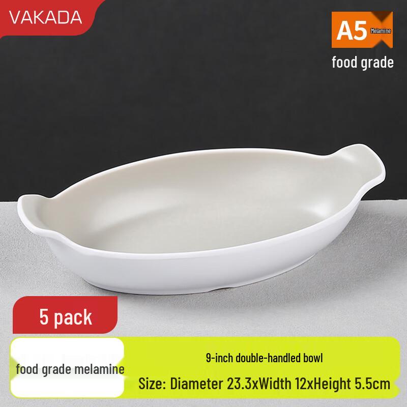 VAKADA Melamine Round Dinner Bowls (5-Pack)