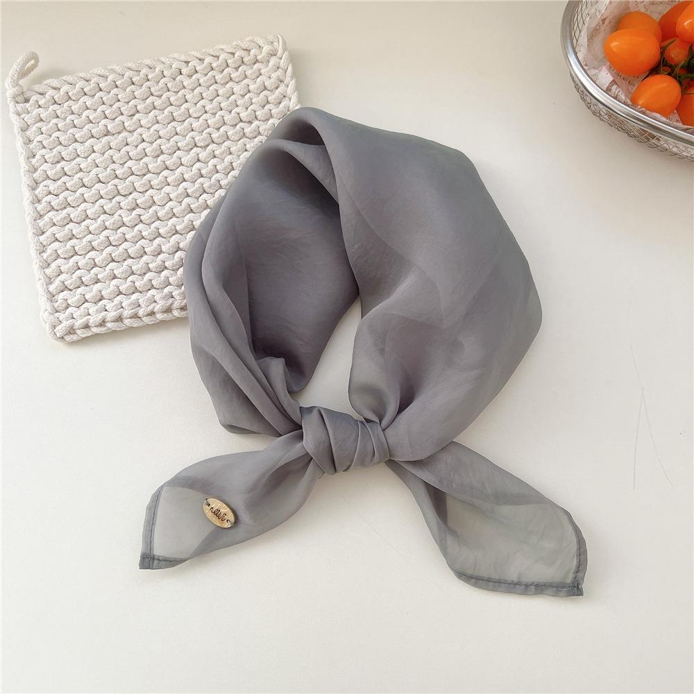 Transparent Cotton Linen Scarves Solid Color Square Handkerchief Small Square Scarf  Beach