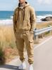 2025 European Autumn/Winter Men's Sportswear: Ribbon Hoodie & Multi-pocket Workwear Pants Set