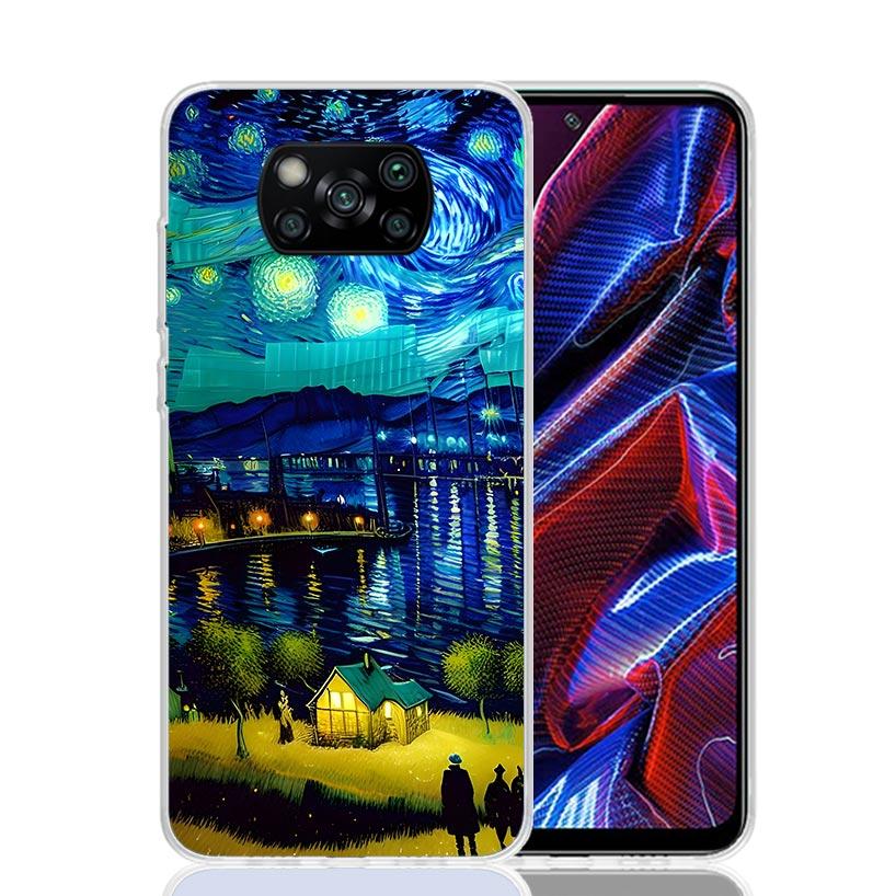 Starry Night Van Gogh Art Phone Case For Xiaomi Poco X7 X6 X5 Pro F7 Ultra Redmi 15C 15 13 13C 12 12C 10 10A 10C 9 9A 9C 9T Cove