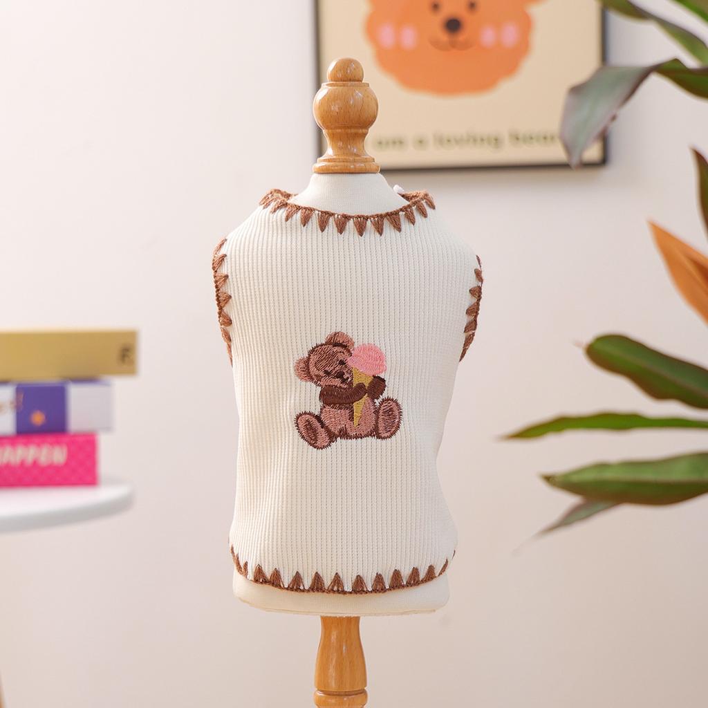 Pet clothes autumn and winter new small dog puppies happy dog cat warm and comfortable new ice cream bear vest
