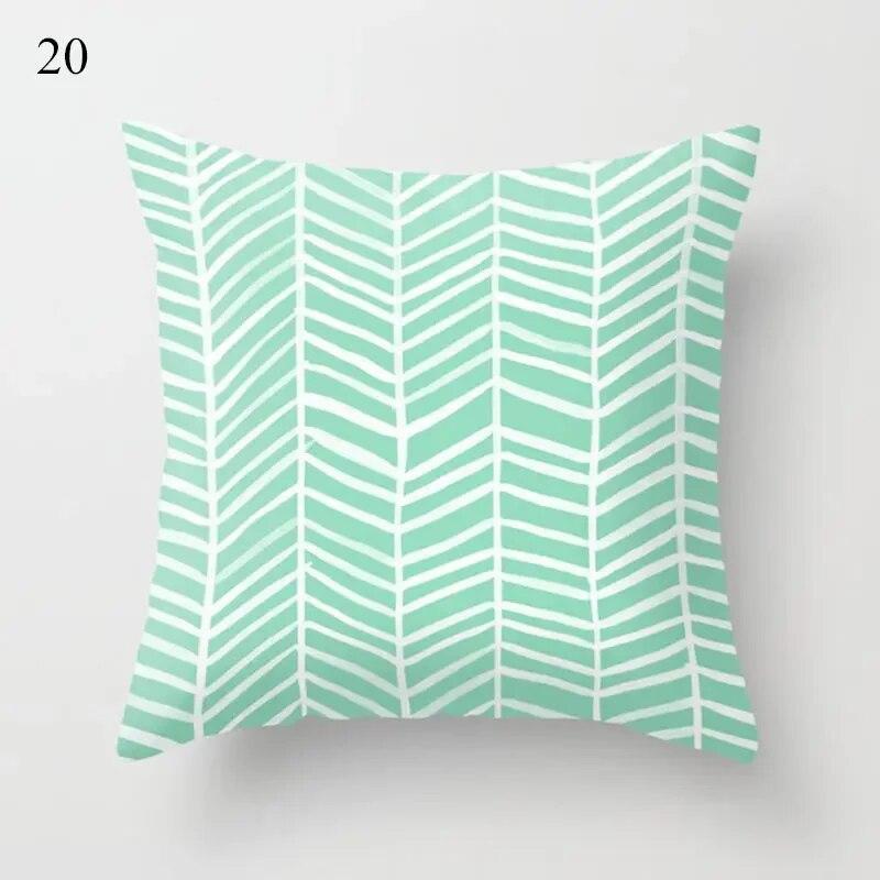 45x45cm Fresh Mint Green Geometric Animal Love Pillowcase Comfortable Sofa Car Seat Cushion Cover Room Aesthetic Home Decor