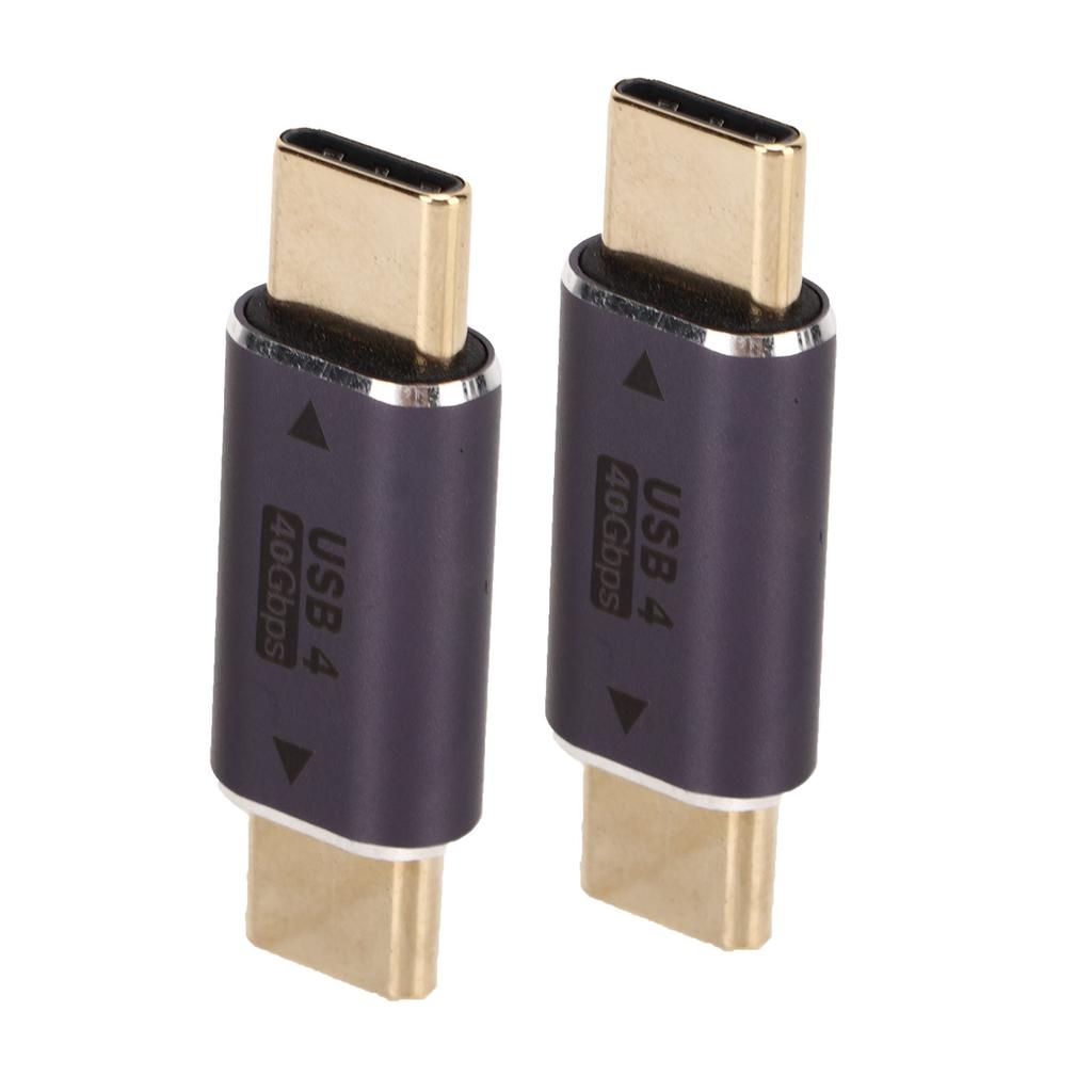 2Pcs Type C Male To Type C Male Adapter 40Gbps 100W Straight Mini USB C Adapter for Laptop