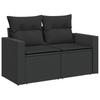 Vidaxl Sofa Ogrodowa Z Poduszkami, 2-Osobowa, Czarna, Polirattan
