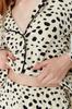 Women's Fashion Beige 100% Cotton Animal Patterned Shirt-Pants Knitted Pajama Set