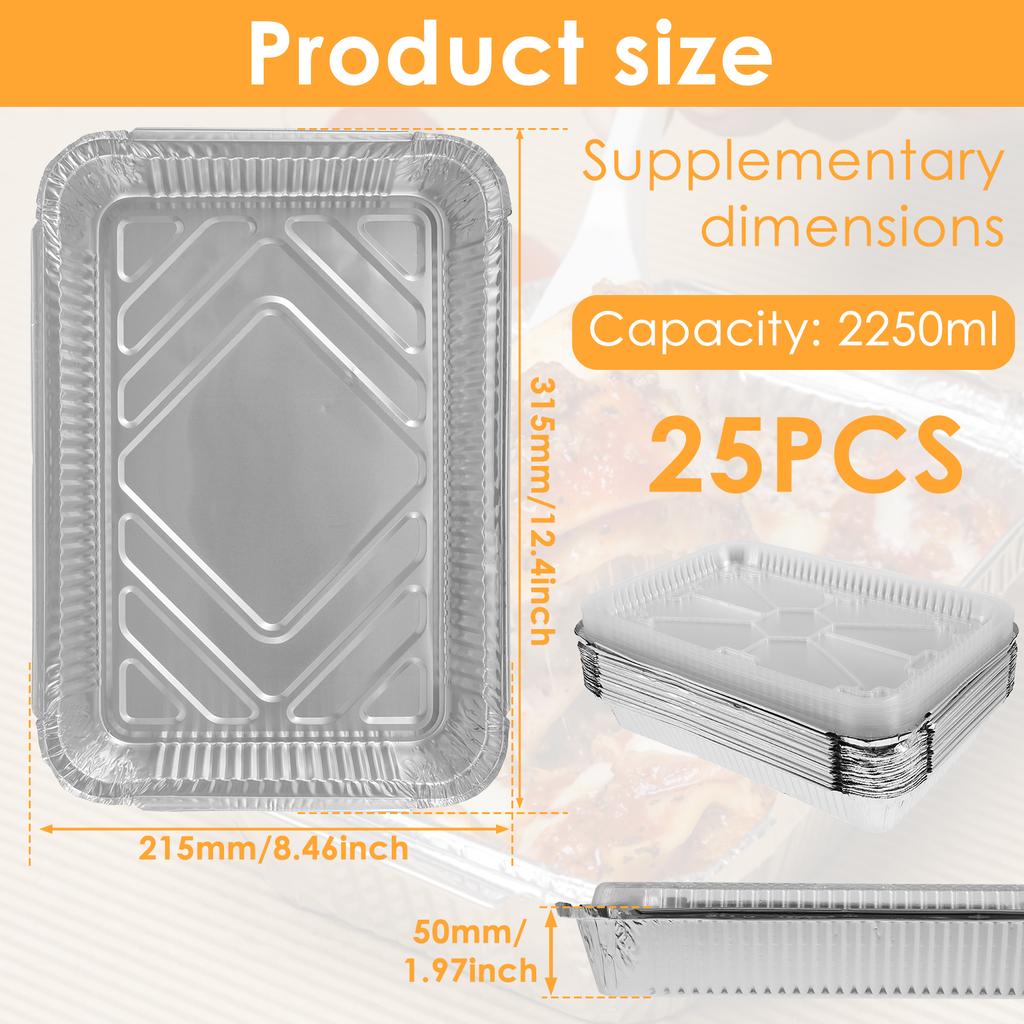 Aluminum Foil Trays Non-Stick Baking Pans BBQ Tray Food Grade BBQ Bowl for Air Fryer Oven Baking Cooking Kitchen Baking Tool